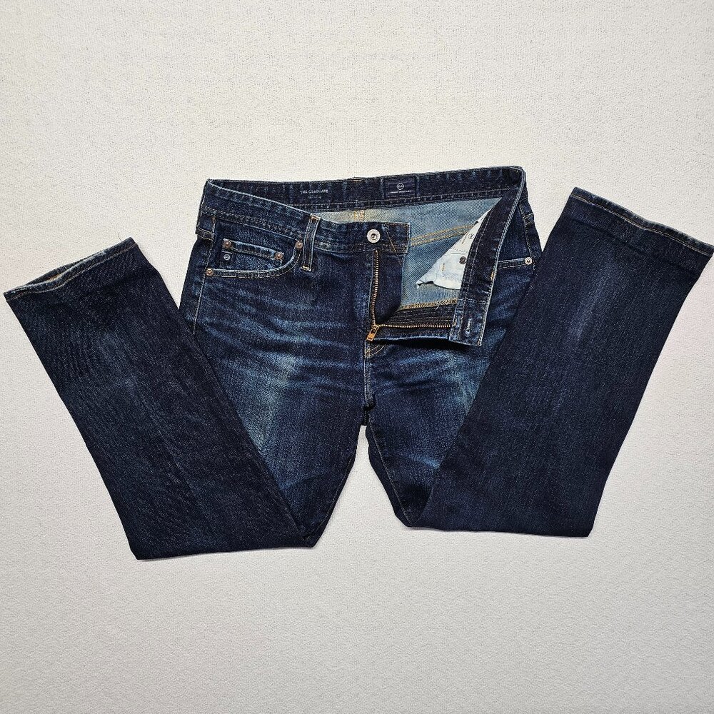 AG Adriano Goldshmied The Graduate Tailored Leg Blue Jeans Size 33 hem altered